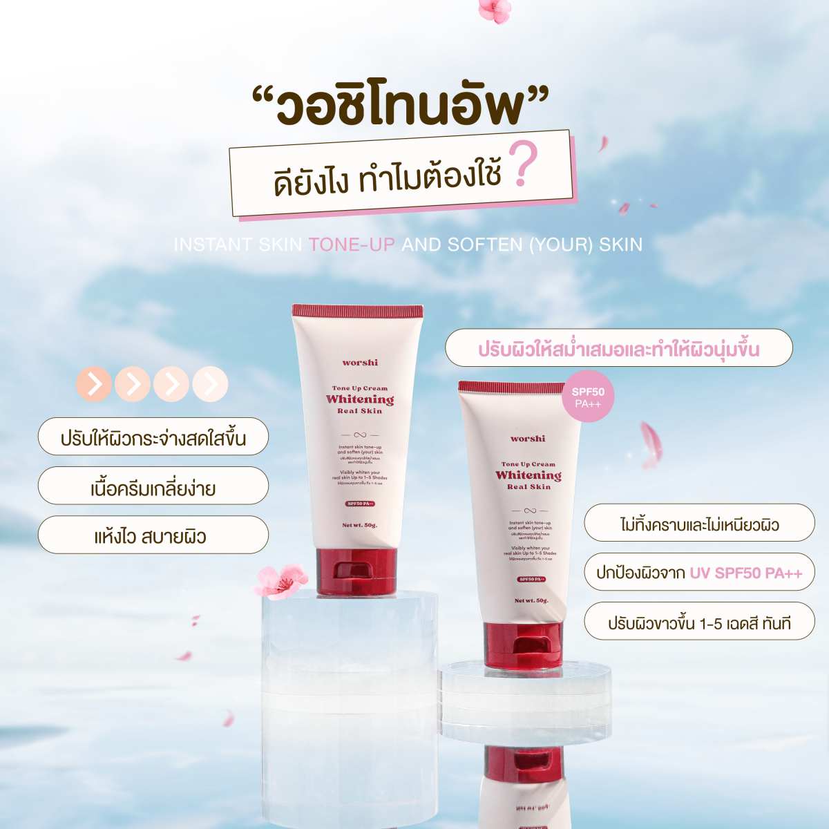ภาพแนะนำผลิตภัณฑ์ Worshi Tone Up Cream