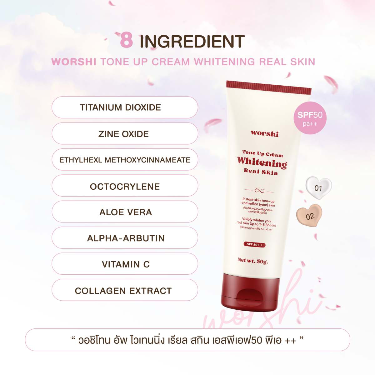 ภาพข้อมูลส่วนผสม Worshi Tone Up Cream